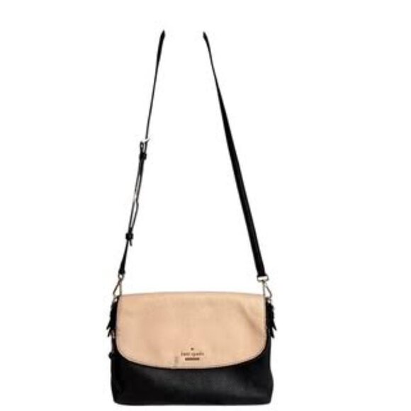 kate spade Handbags - Kate Spade Black & Cream Pebbled Leather Shoulder Bag Crossbody Adjustable Strap